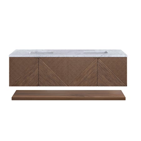 James Martin Vanities Marcello 72in Double Vanity, Chestnut w/ 3 CM Carrara Marble Top D200-V72-CSN-3CAR